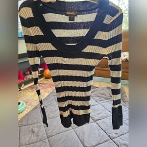 Striped Black and Gray Women's Sweater